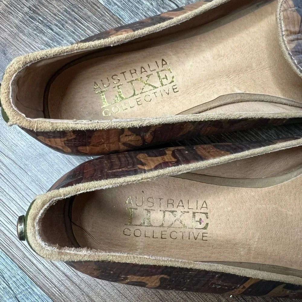 Australia Luxe Collective Camo‎ Loafers Flats Leather Brown Tan Slip On Shoes 6